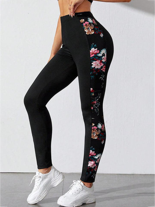 Floral Print Wide Waistband Pants - Anchored Feather Boutique