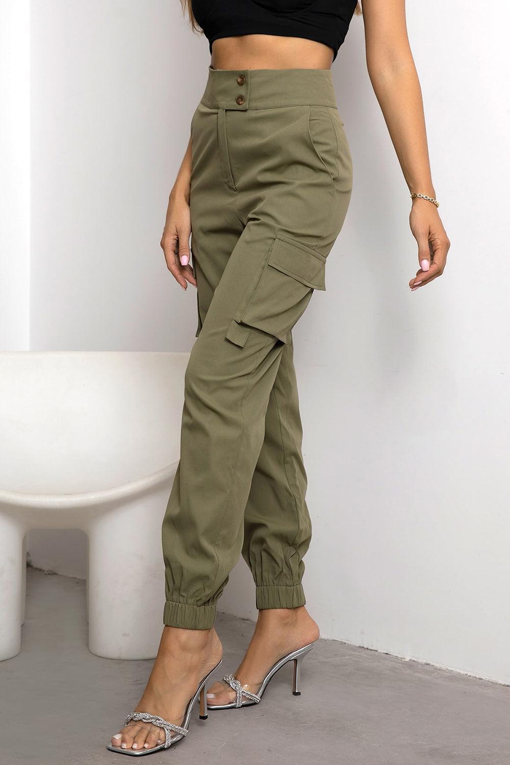 High Waist Cargo Pants - Anchored Feather Boutique
