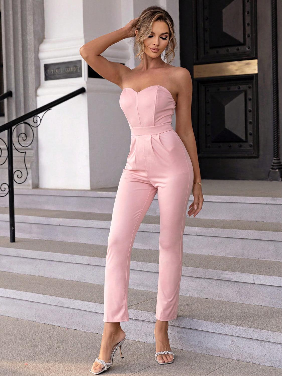 Sweetheart Neck Sleeveless Jumpsuit - Anchored Feather Boutique