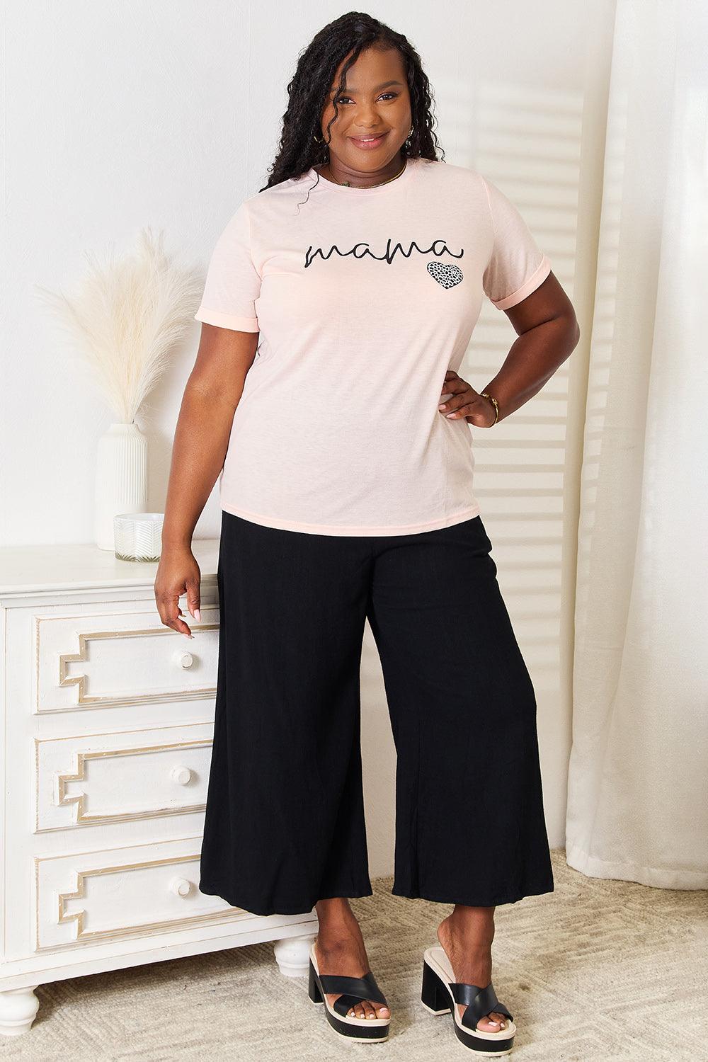 Simply Love MAMA Heart Graphic T-Shirt - Anchored Feather Boutique