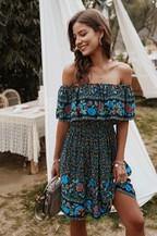 Floral Vibes Off Shoulder Ruffled Dress - Anchored Feather Boutique