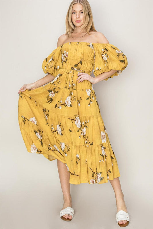 HYFVE Floral Puff Sleeve Tiered Dress - Anchored Feather Boutique