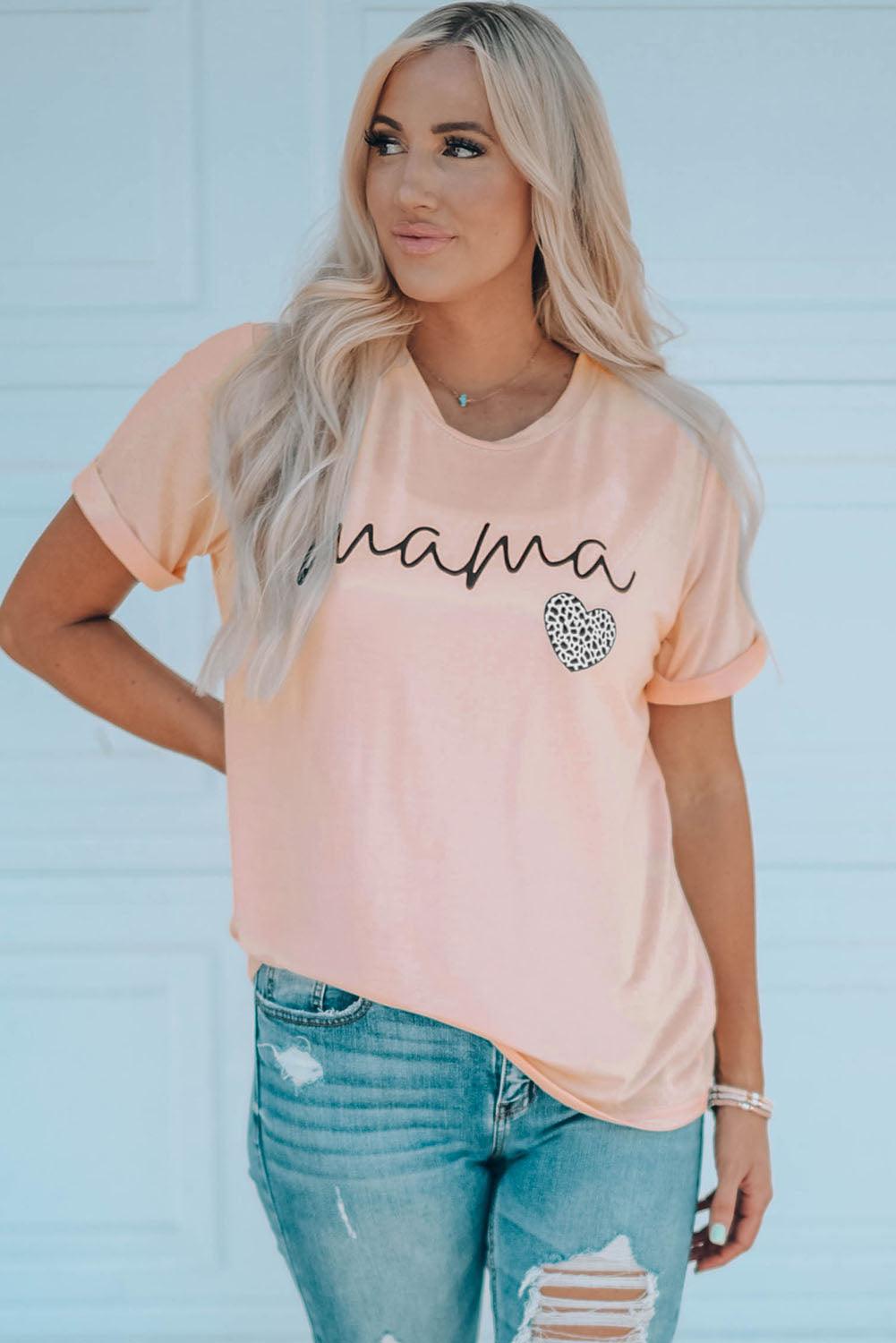 MAMA Heart Graphic Tee Shirt - Anchored Feather Boutique