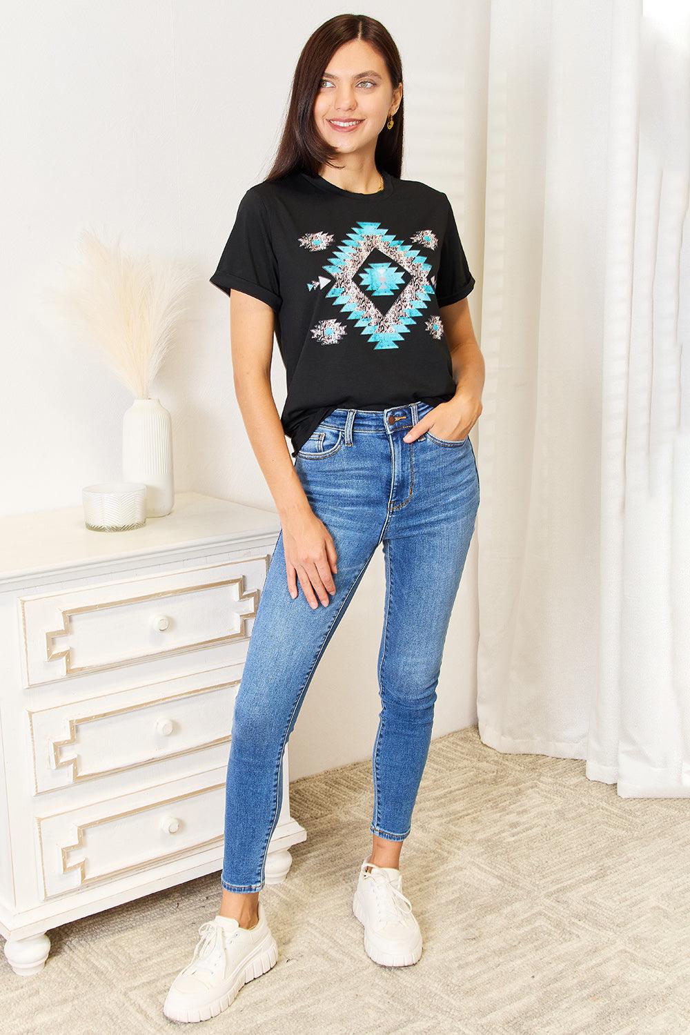 Simply Love Graphic Short Sleeve T-Shirt - Anchored Feather Boutique