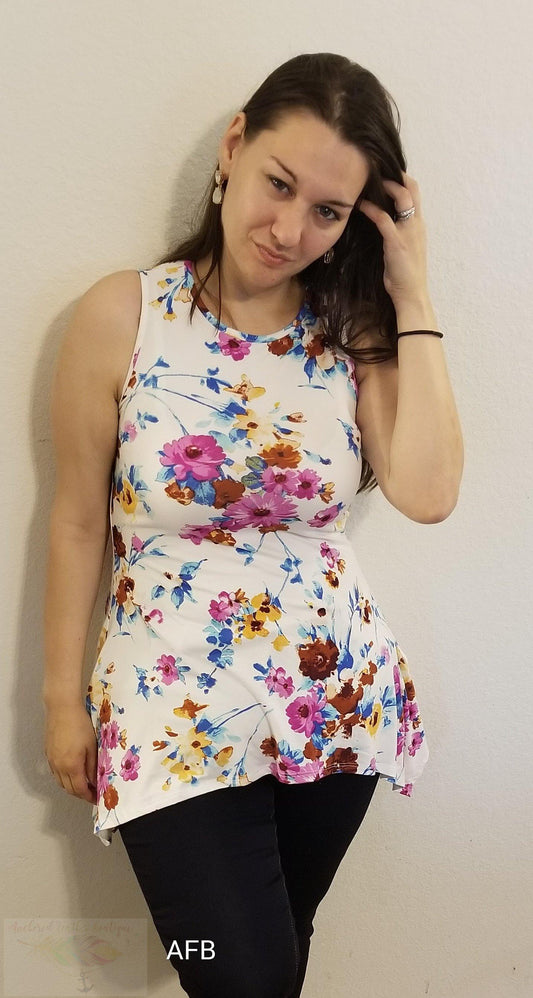 Floral Melodies Trapeze Top Modeled