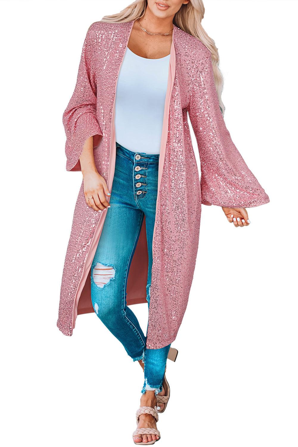Sequin Open Front Duster Cardigan - Anchored Feather Boutique