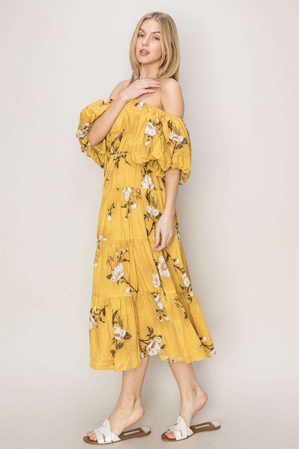 HYFVE Floral Puff Sleeve Tiered Dress - Anchored Feather Boutique