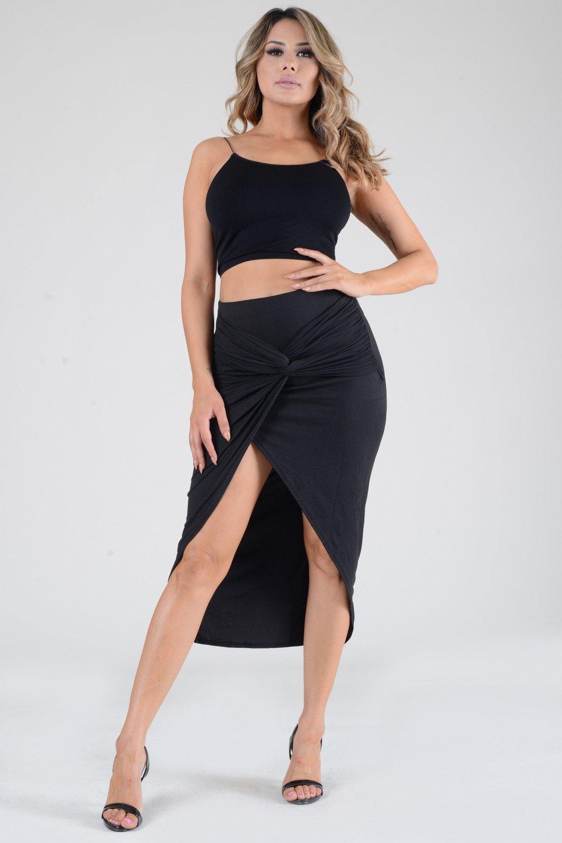 Black slit knot skirt - Anchored Feather Boutique