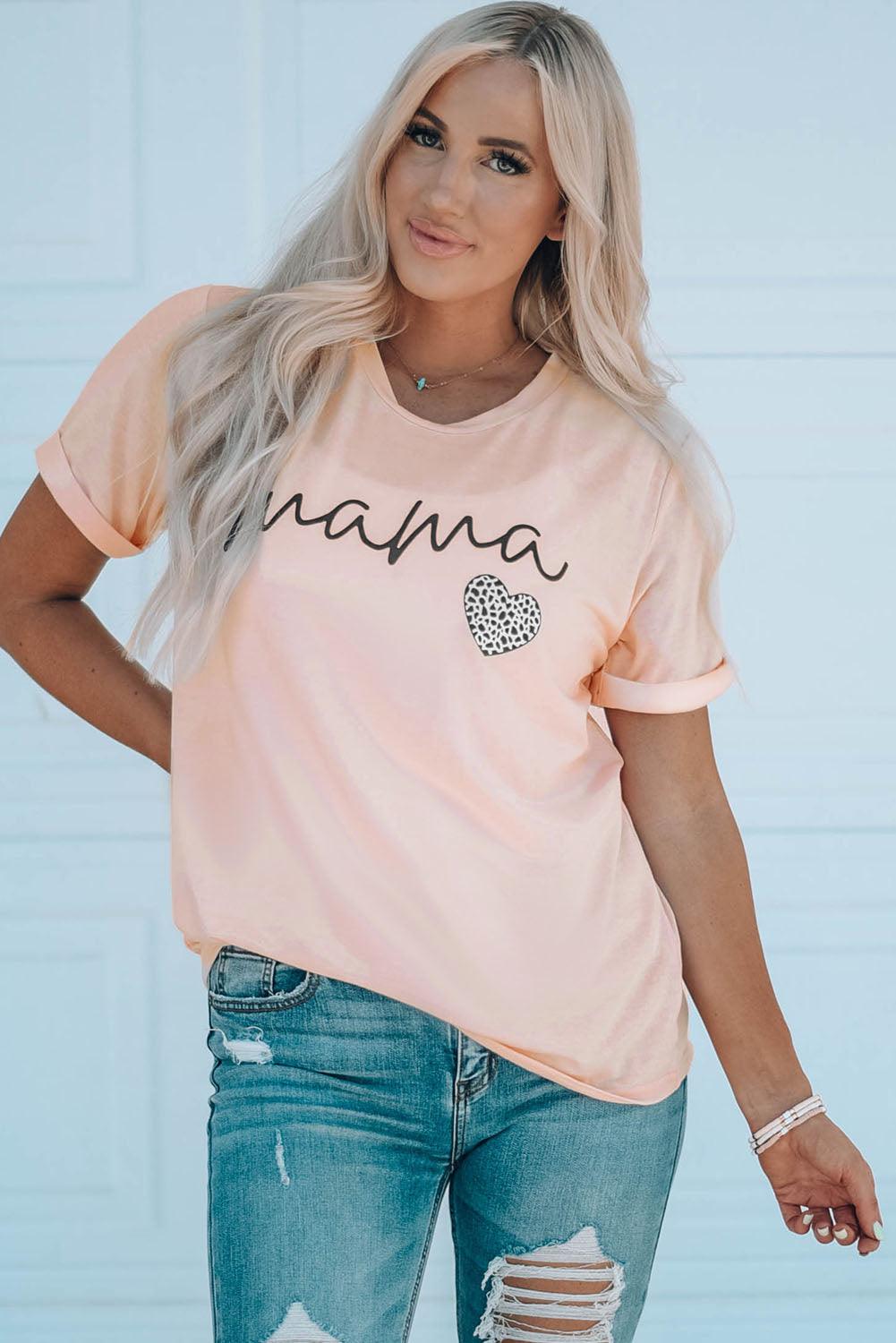 MAMA Heart Graphic Tee Shirt - Anchored Feather Boutique